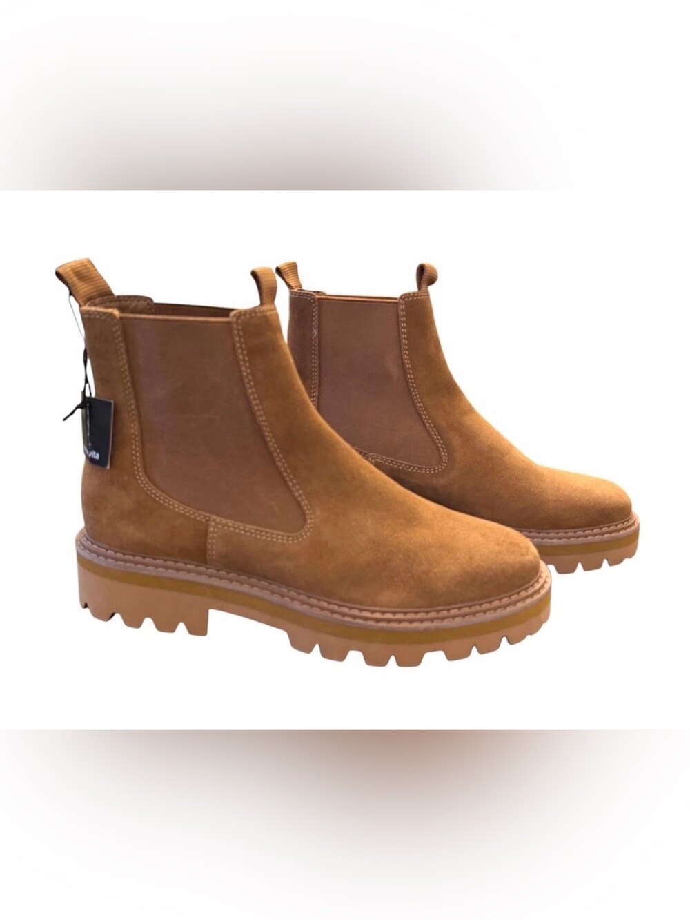 Dolce Vita Moana H2o Waterproof Lug Sole Chelsea Boot Brown Suede Women’s 9 NEW
